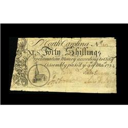 North Carolina March 9, 1754 40s Fine. This scarce note 