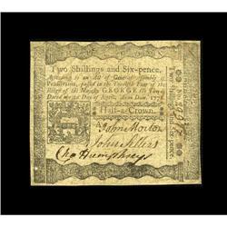 Pennsylvania April 3, 1772 2s/6d Very Fine. This note c 