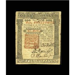 Pennsylvania April 3, 1772 40s Very Fine-Extremely Fine 