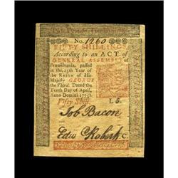 Pennsylvania April 10, 1775 50s Choice New. A beautiful 