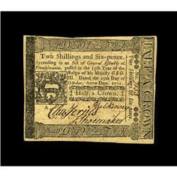 Pennsylvania October 25, 1775 2s/6d. This note last cro 