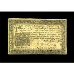 Pennsylvania March 16, 1785 20s Extremely Fine. Broad a 