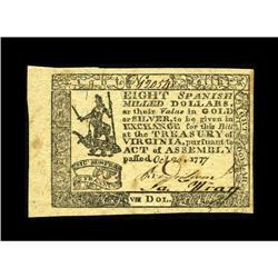 Virginia October 20, 1777 $8 Gem New. This is an enormo 