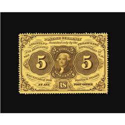 Fr. 1228 5¢ First Issue Gem New. A beautifully margined 