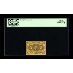 Fr. 1230 5¢ First Issue PCGS Gem New 66PPQ. One of the 