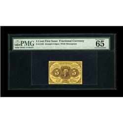 Fr. 1230 5c First Issue PMG Gem Uncirculated 65 EPQ. Th 