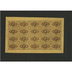 Fr. 1230 5¢ First Issue Uncut Sheet of Twenty Gem New. 