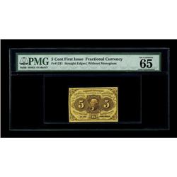 Fr. 1231 5c First Issue PMG Gem Uncirculated 65 EPQ. St 