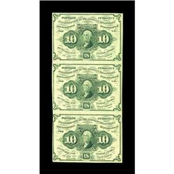 Fr. 1242 10c First Issue Vertical Strip of Three Choice 