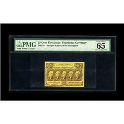 Fr. 1281 25c First Issue PMG Gem Uncirculated 65EPQ. A 