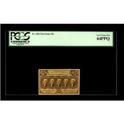 Fr. 1281 25¢ First Issue PCGS Very Choice New 64PPQ. A 