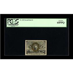 Fr. 1232 5¢ Second Issue PCGS Gem New 65PPQ. 