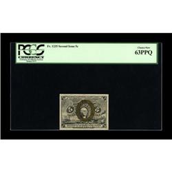Fr. 1235 5¢ Second Issue PCGS Choice New 63PPQ. Five Ce 