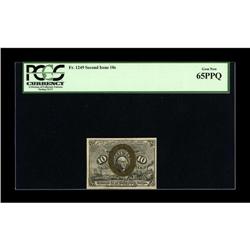 Fr. 1249 10¢ Second Issue PCGS Gem New 65PPQ. A very ra 
