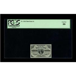 Fr. 1226 3¢ Third Issue PCGS Gem New 66. A lovely 3¢ 