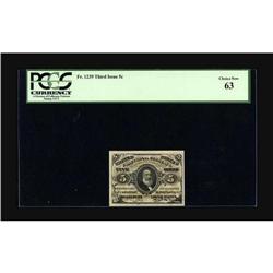 Fr. 1239 5¢ Third Issue PCGS Choice New 63. This is the 