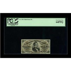 Fr. 1291 25¢ Third Issue PCGS Very Choice New 64PPQ. A 