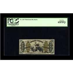 Fr. 1347 50c Third Issue Justice PCGS Gem New 65PPQ. A 