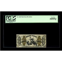 Fr. 1368 50¢ Third Issue Justice PCGS Very Fine 35PPQ. 