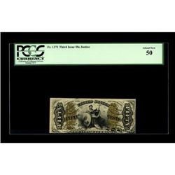 Fr. 1371 50¢ Third Issue Justice PCGS About New 50. A v 