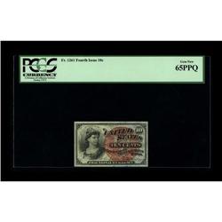 Fr. 1261 10¢ Fourth Issue PCGS Gem New 65PPQ. A broadly 