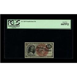 Fr. 1267 15¢ Fourth Issue PCGS Gem New 66PPQ. A hugely 