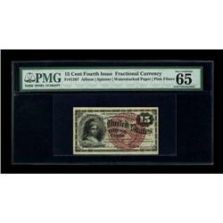 Fr. 1267 15c Fourth Issue PMG Gem Uncirculated 65 EPQ. 