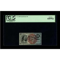 Fr. 1269 15¢ Fourth Issue PCGS Gem New 65PPQ. The blue- 