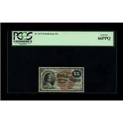 Fr. 1271 15¢ Fourth Issue PCGS Gem New 66PPQ. This beau 