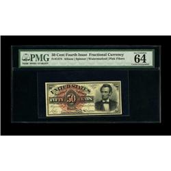 Fr. 1374 50c Fourth Issue Lincoln PMG Choice Uncirculat 