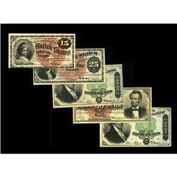 Five Fourth Issue Fractionals. Fr. 1267, Fr. 1302, Fr. 