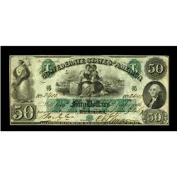 T6 $50 1861. This nicely embossed example has dark gree 