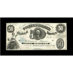 T8 $50 1861. Original surfaces are found on this $50 th 