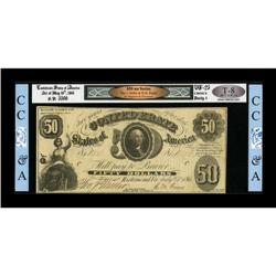 T8 PF-7 $50 1861. Thick Bond Paper, Full Frame Lines VF 