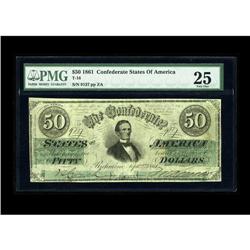 T16 $50 1861. This moderately circulated and uncancelle 