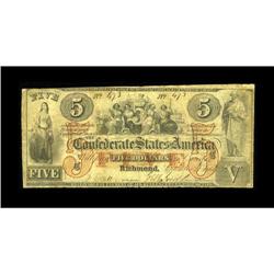 T31 $5 1861. This scarce note sports the even scarcer p 