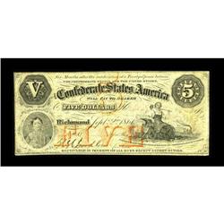 T32 $5 1861. An elusive Confederate issue with this exa 