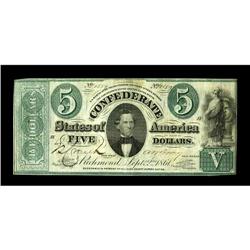 T33 $5 1861. A couple of this note''s pinholes have rus 