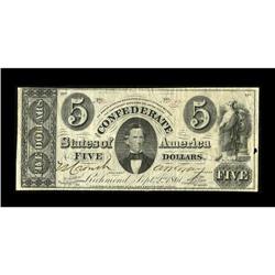 T34 $5 1861. This Fine-Very Fine $5 has a small hole ne 