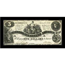 T36 $5 1861. A handsome note with bright paper, dark in 