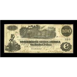 T39 $100 1862. Very Fine. San Antonio Issue. 