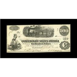 T40 $100 1862. Bright paper is found on this C-note wit 