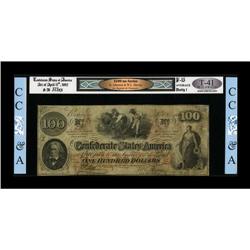 T41 PF-12 $100 1862. Incomplete Serial # Fine. 