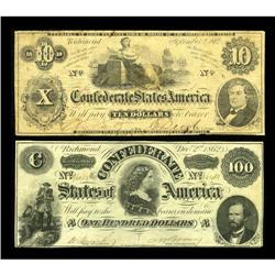 T46 $10 1862 VG, once mountedT49 $100 VF.The T46 has th 