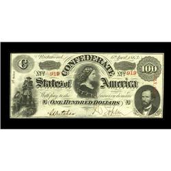 T56 $100 1863. Serial number embossing is observed on t 