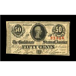 T63 50 Cents 1863. Unlisted in Fricke. XF 