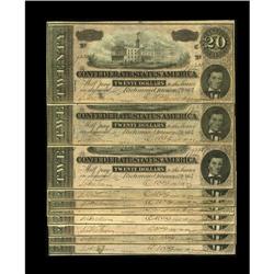 T67 $20 1864 Ten Consecutive Examples. CU 