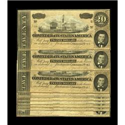 T67 $20 1864 Ten Consecutive Examples. AU/CU 