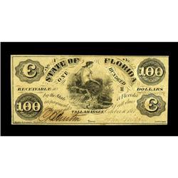 Tallahassee, FL- State of Florida $100 Oct. 10, 1861 Cr 