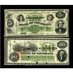 New Oleans, LA- State of Louisiana $5; $20 1866 Cr. 25; 
